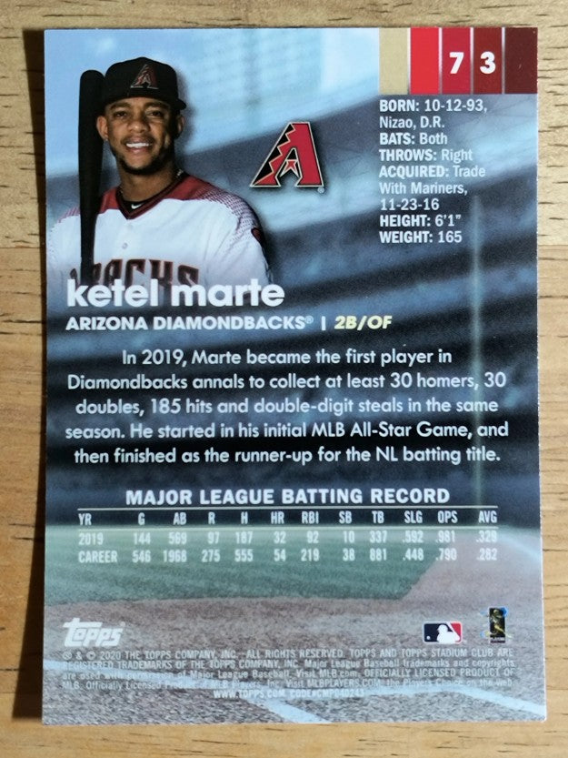 2020 Stadium Club Chrome #73 Ketel Marte