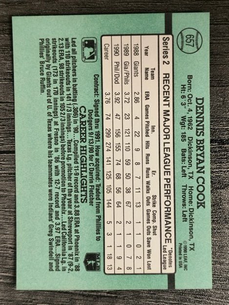 1991 Donruss #657 Denis Cook