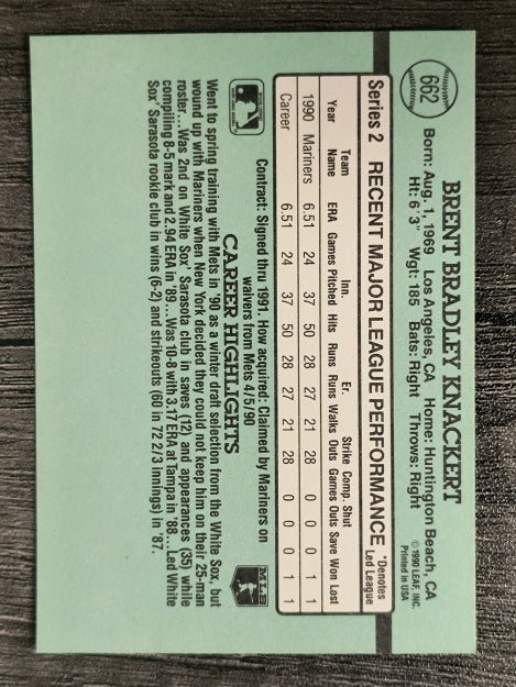 1991 Donruss #662 Brent Knackert