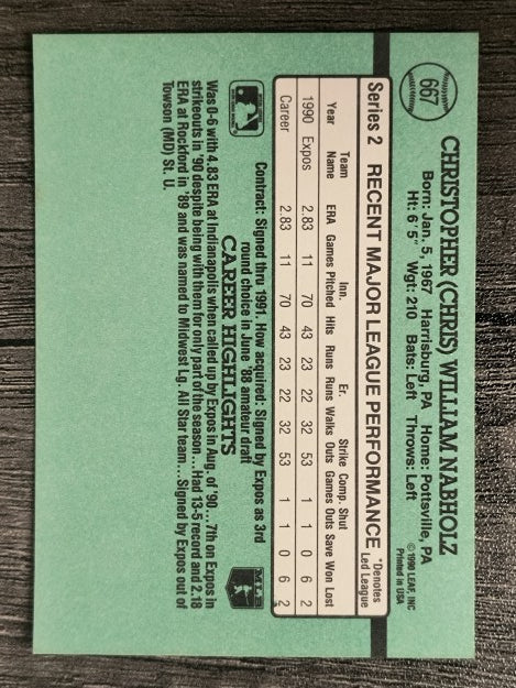 1991 Donruss #667 Chris Nabholz