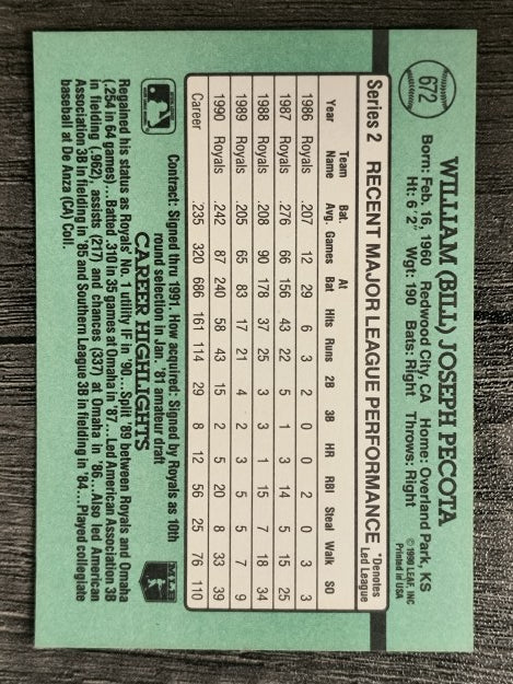 1991 Donruss #672 Bill Pecota