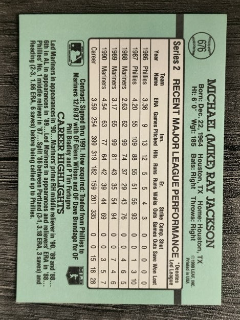 1991 Donruss #676 Mike Jackson