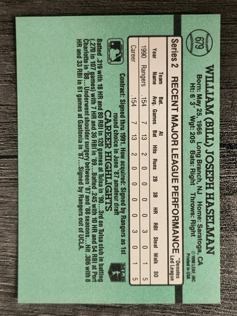 1991 Donruss #679 Bill Haselman RC