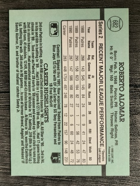 1991 Donruss #682 Roberto Alomar