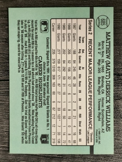 1991 Donruss #685 Matt Williams