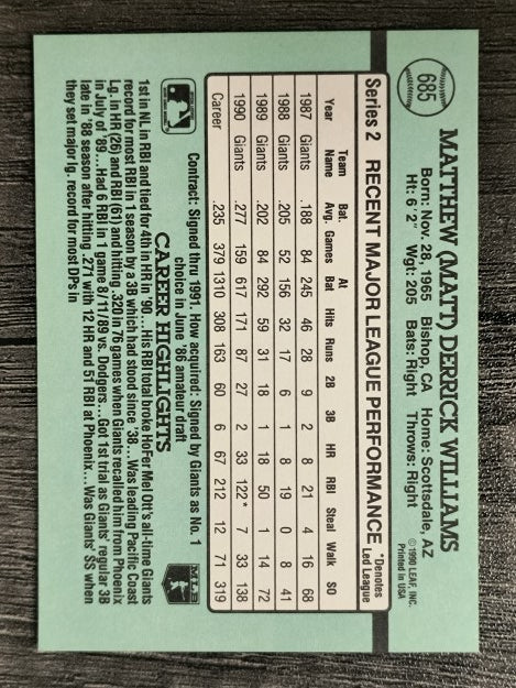 1991 Donruss #685 Matt Williams