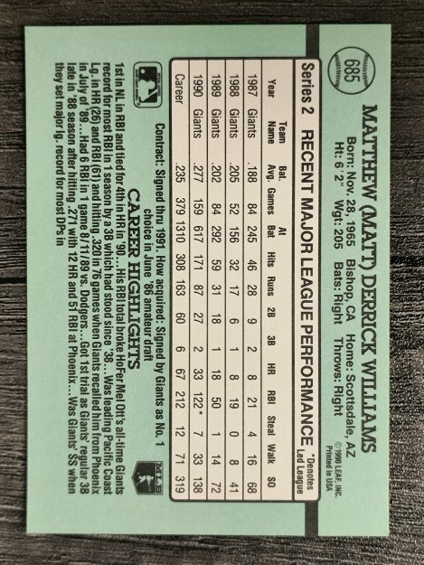 1991 Donruss #685 Matt Williams