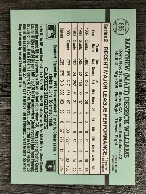 1991 Donruss #685 Matt Williams