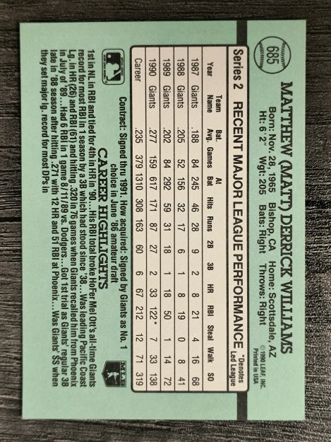 1991 Donruss #685 Matt Williams