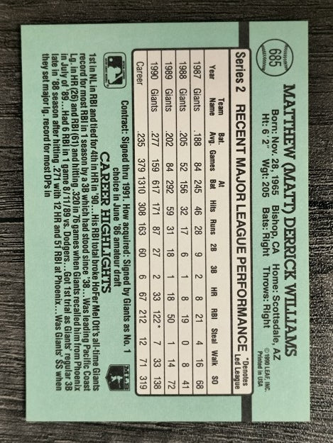1991 Donruss #685 Matt Williams