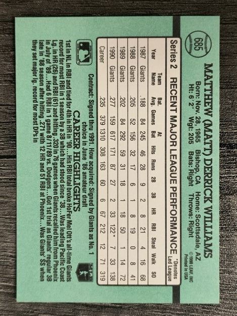 1991 Donruss #685 Matt Williams