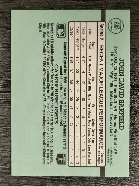 1991 Donruss #688 John Barfield