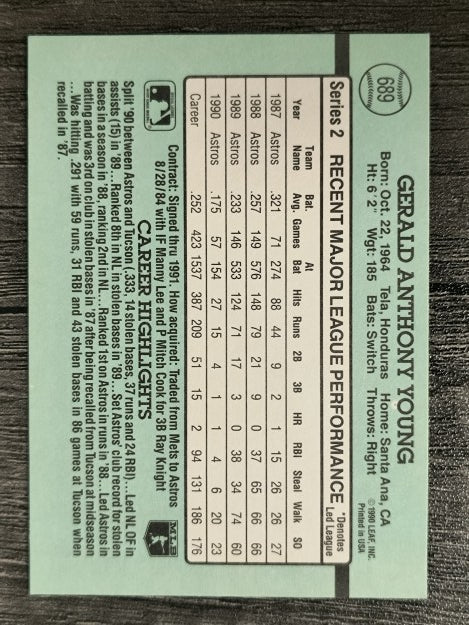 1991 Donruss #689 Gerald Young