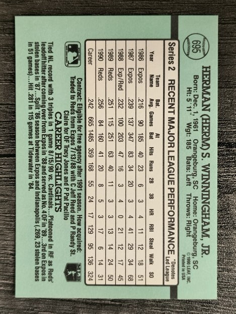 1991 Donruss #695 Herm Winningham