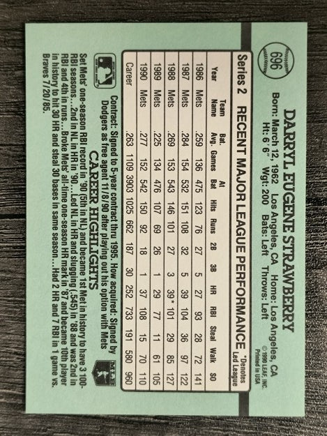 1991 Donruss #696 Darryl Strawberry