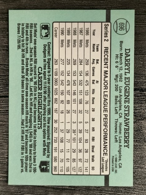 1991 Donruss #696 Darryl Strawberry