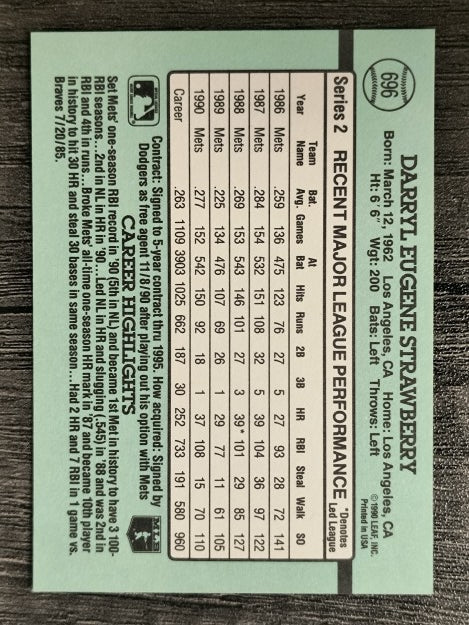 1991 Donruss #696 Darryl Strawberry