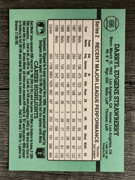 1991 Donruss #696 Darryl Strawberry