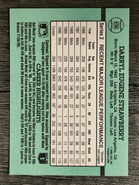 1991 Donruss #696 Darryl Strawberry