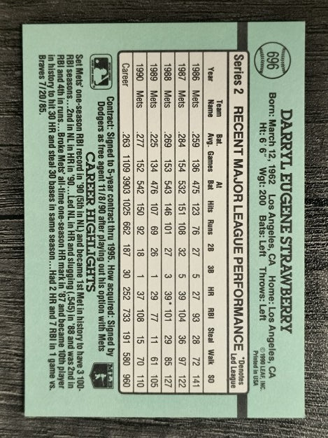 1991 Donruss #696 Darryl Strawberry