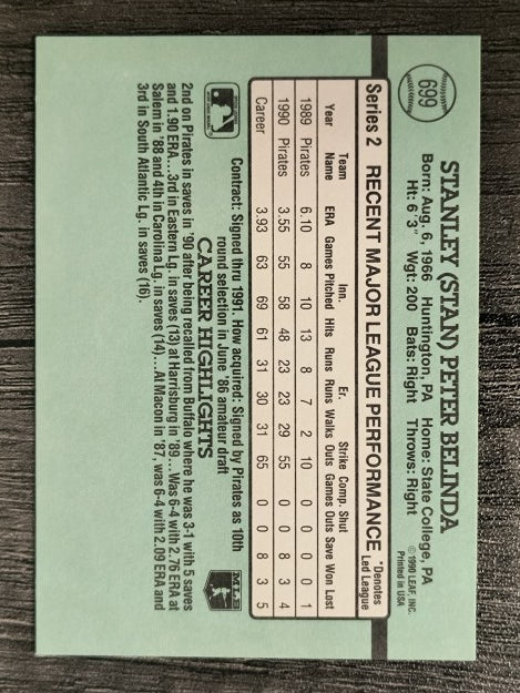 1991 Donruss #699 Stan Belinda