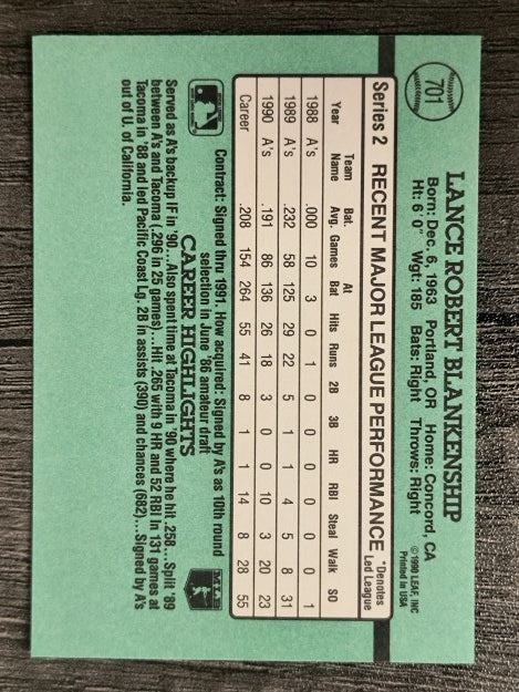1991 Donruss #701 Lance Blankenship