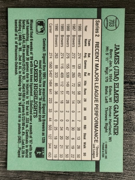 1991 Donruss #703 Jim Gantner