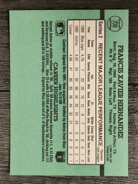 1991 Donruss #708 Xavier Hernandez