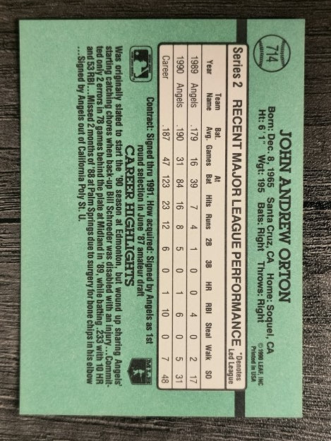 1991 Donruss #714 John Orton