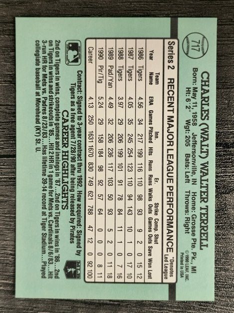 1991 Donruss #717 Walt Terrell