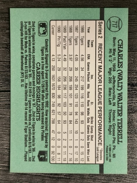 1991 Donruss #717 Walt Terrell
