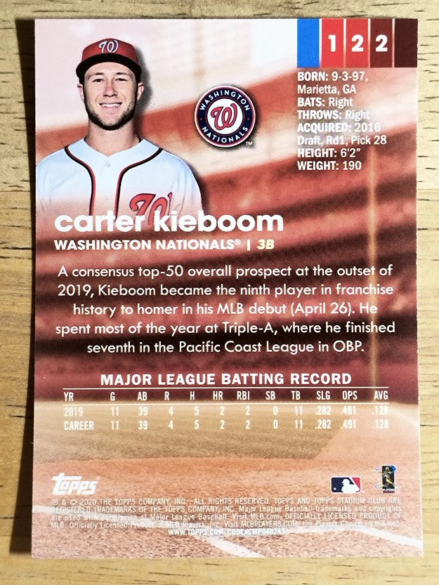 2020 Stadium Club Chrome #122 Carter Kieboom