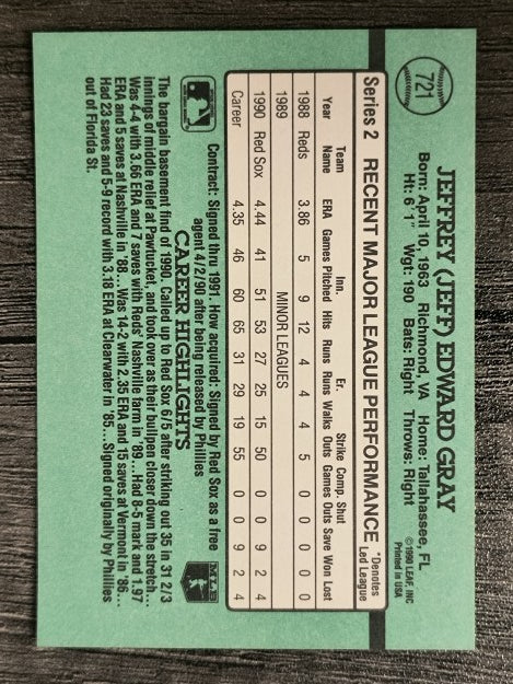 1991 Donruss #721 Jeff Gray RC