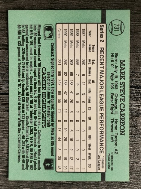 1991 Donruss #731 Mark Carreon