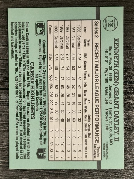 1991 Donruss #735 Ken Dayley
