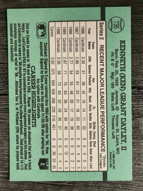 1991 Donruss #735 Ken Dayley