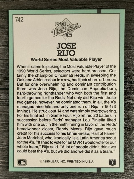 1991 Donruss #742 Jose Rijo WS