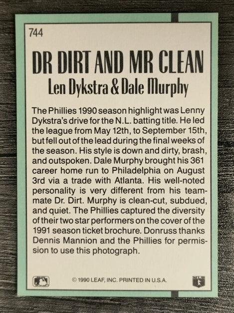 1991 Donruss #744 Len Dykstra/Dale Murphy