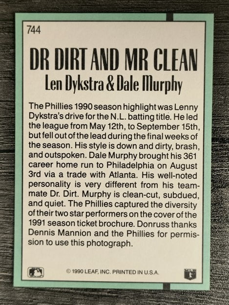 1991 Donruss #744 Len Dykstra/Dale Murphy