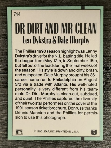 1991 Donruss #744 Len Dykstra/Dale Murphy