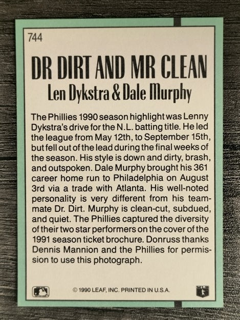 1991 Donruss #744 Len Dykstra/Dale Murphy