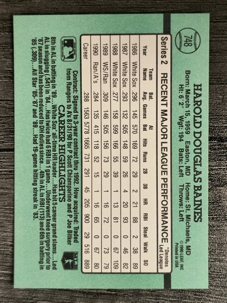1991 Donruss #748 Harold Baines
