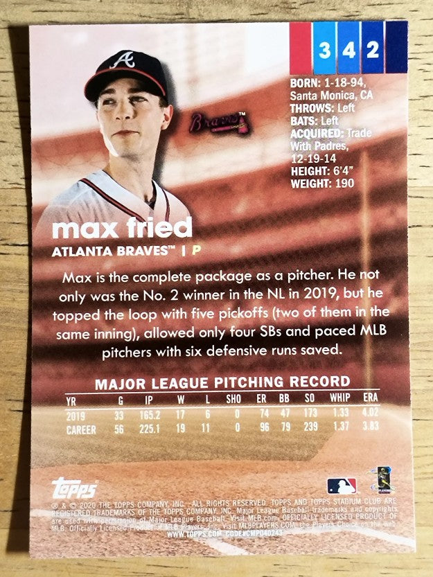 2020 Stadium Club Chrome #342 Max Fried