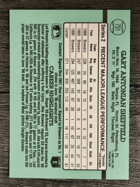 1991 Donruss #751 Gary Sheffield
