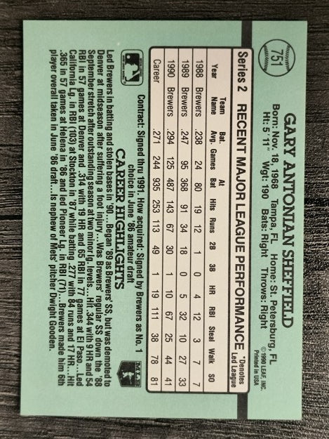1991 Donruss #751 Gary Sheffield