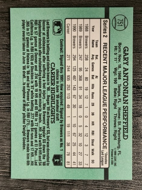 1991 Donruss #751 Gary Sheffield