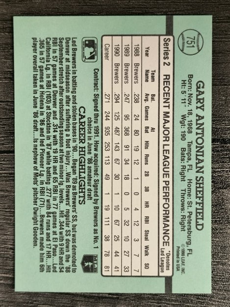 1991 Donruss #751 Gary Sheffield