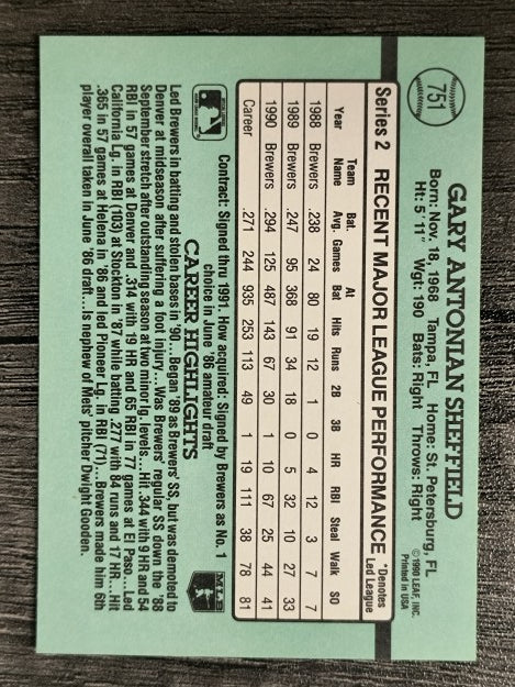 1991 Donruss #751 Gary Sheffield