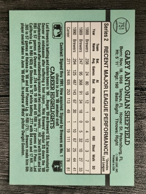 1991 Donruss #751 Gary Sheffield