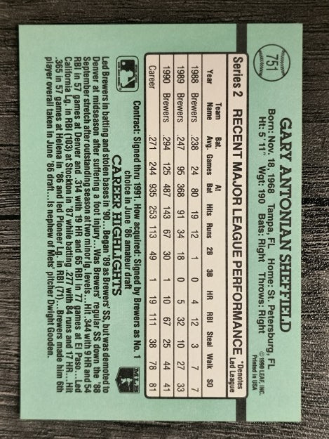 1991 Donruss #751 Gary Sheffield